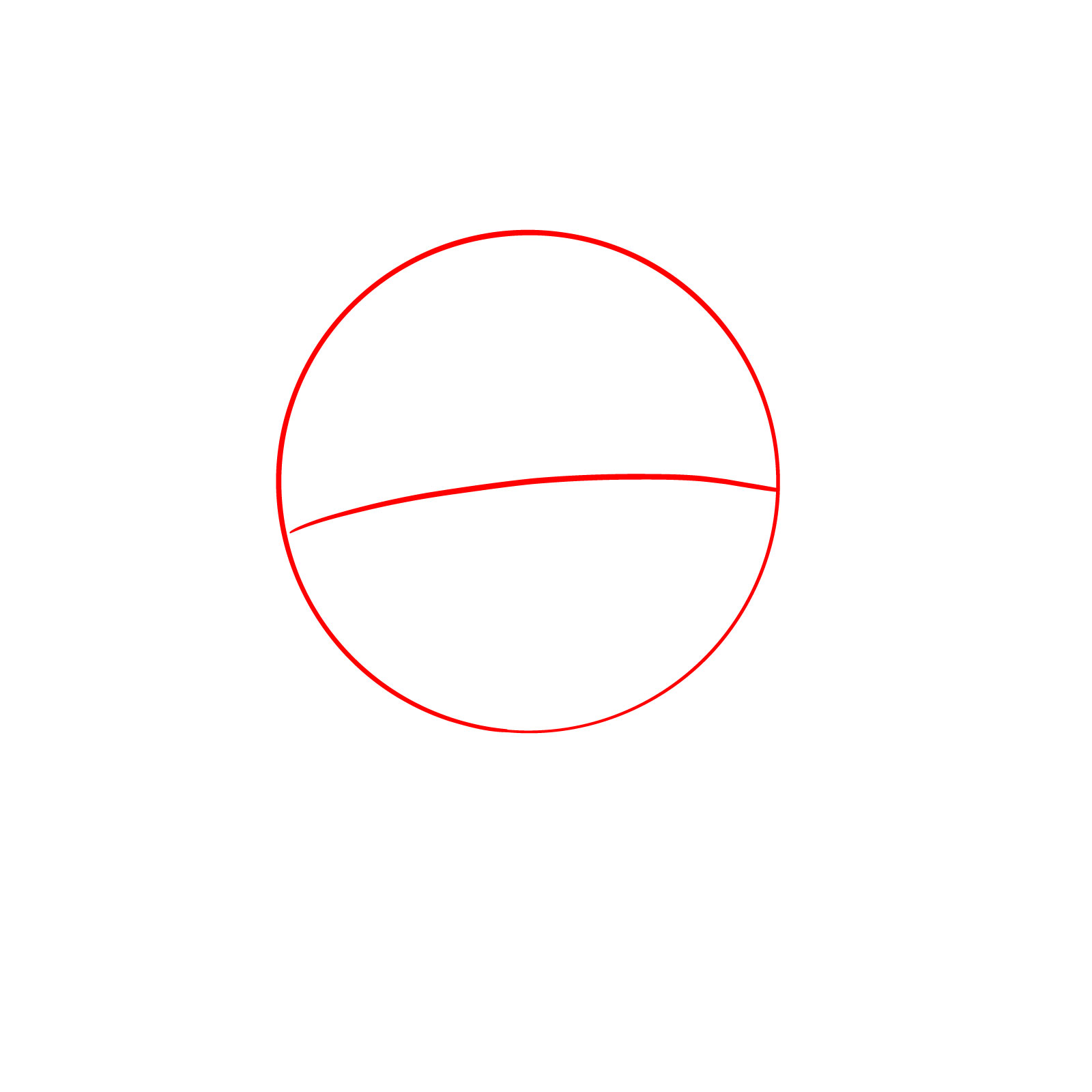 Step-by-step guide on drawing Levi's face showing a circle and a horizontal line - step 01