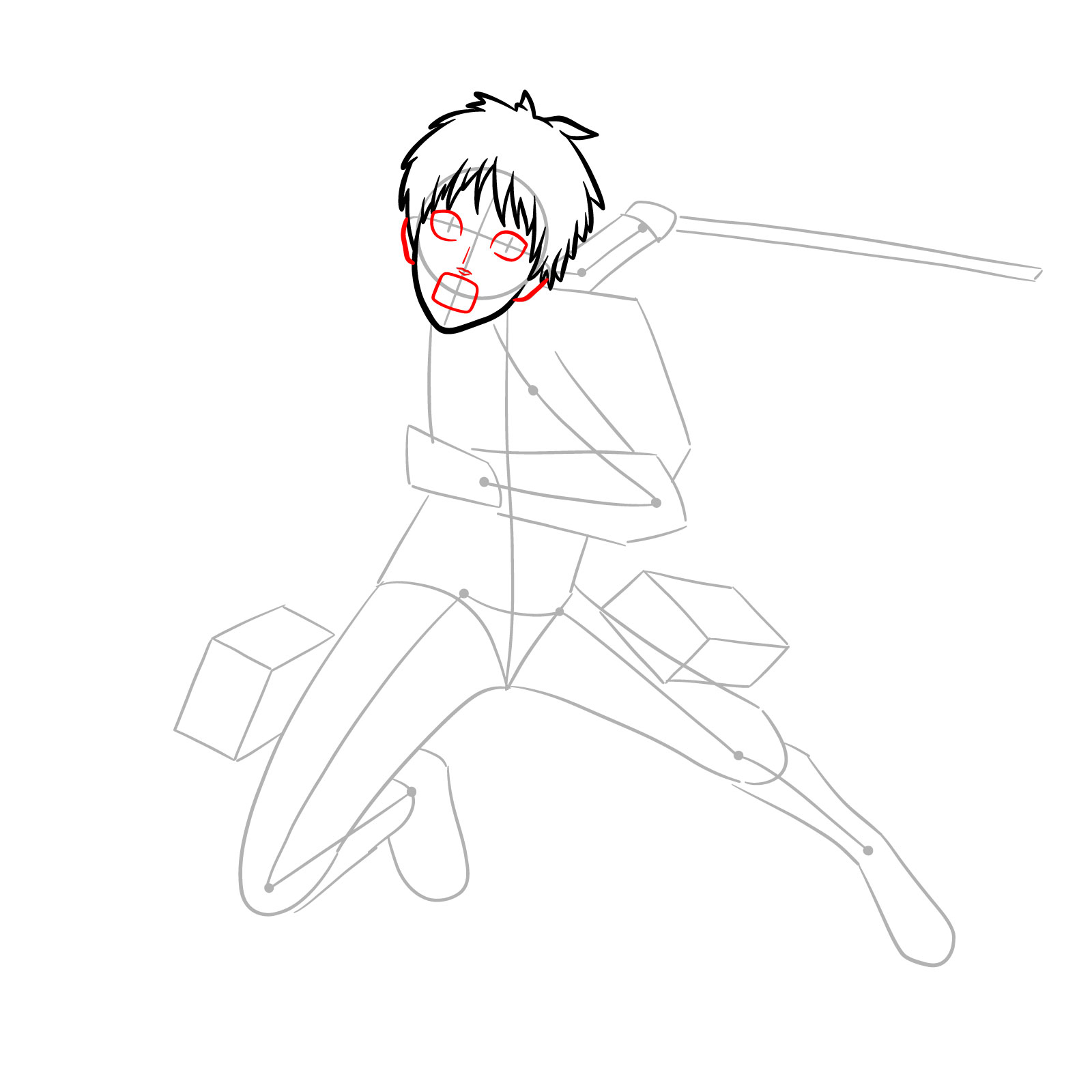 How to draw Eren Yeager using his ODM gear - step 06