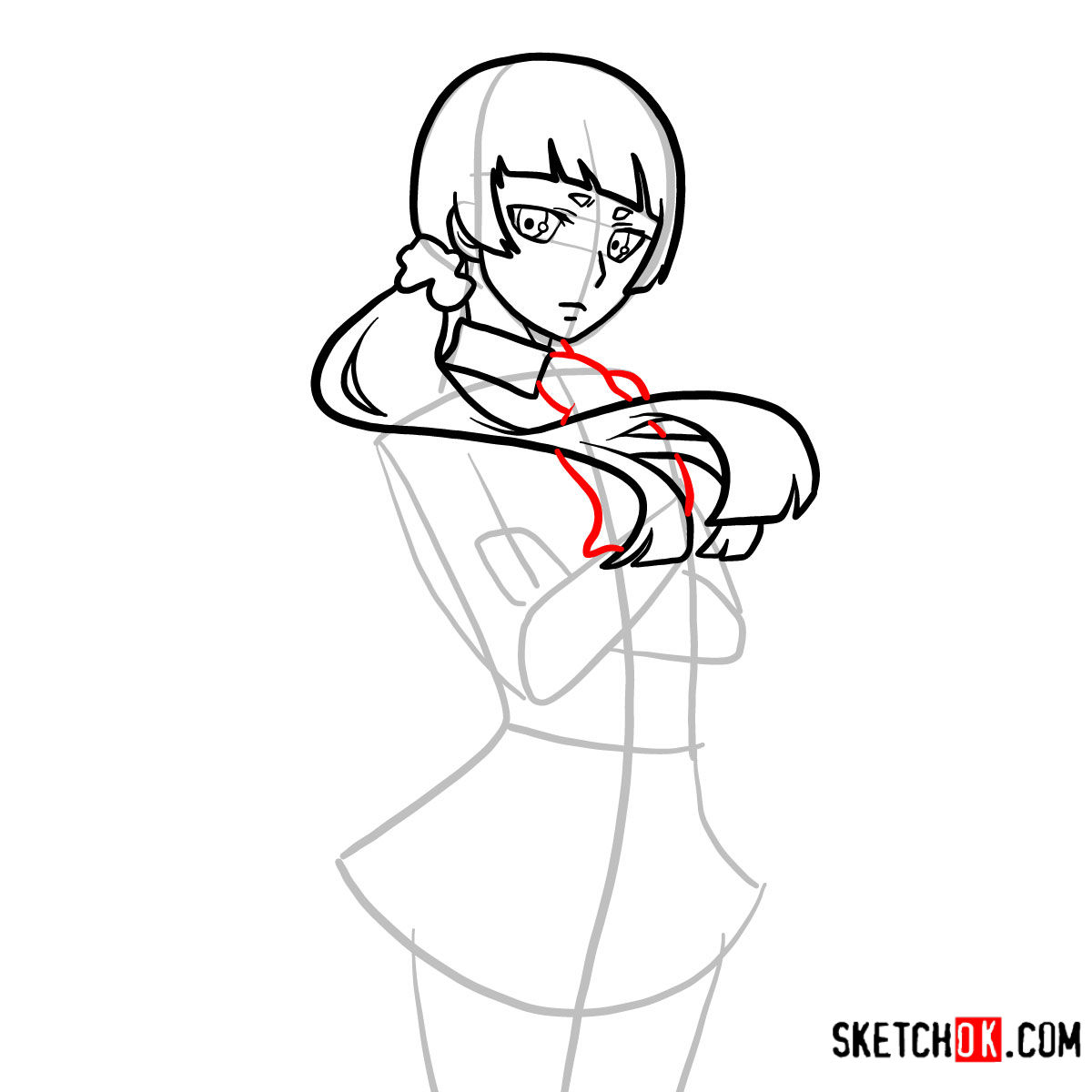 How to draw Izumo Kamiki | Blue Exorcist - step 08