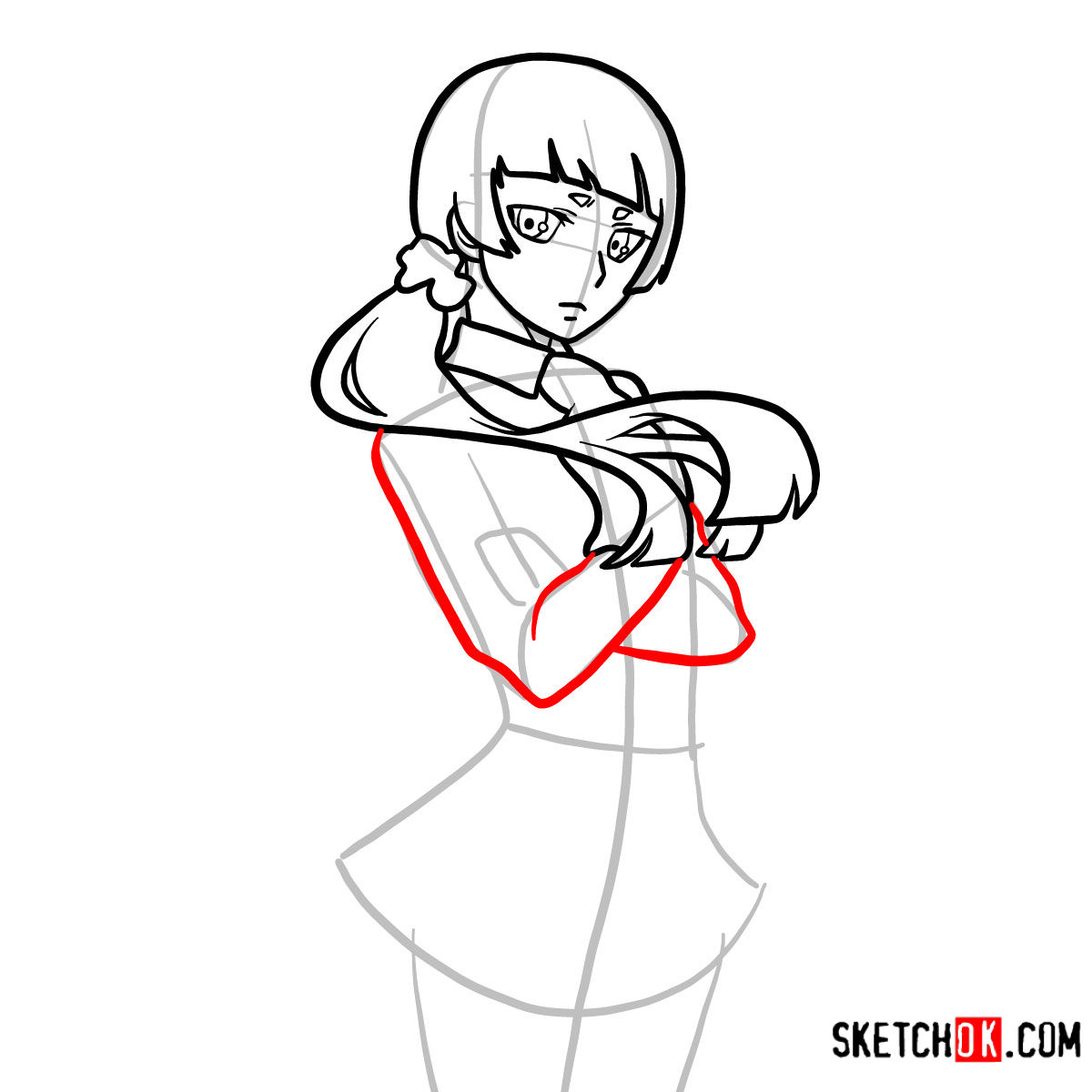 How to draw Izumo Kamiki | Blue Exorcist - step 09