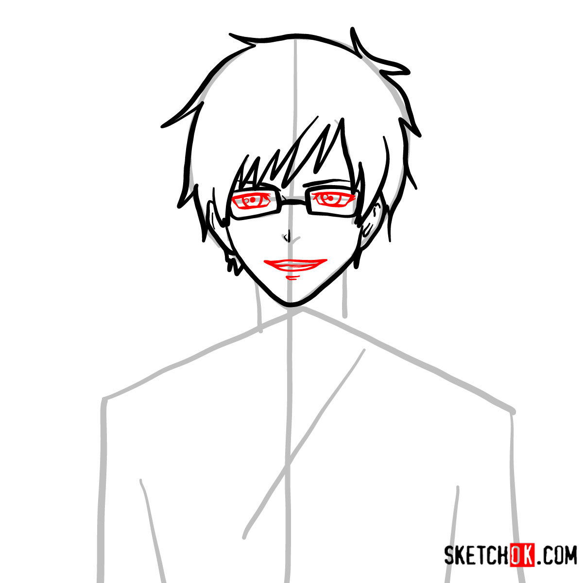 How to draw Yukio Okumura | Blue Exorcist - step 06