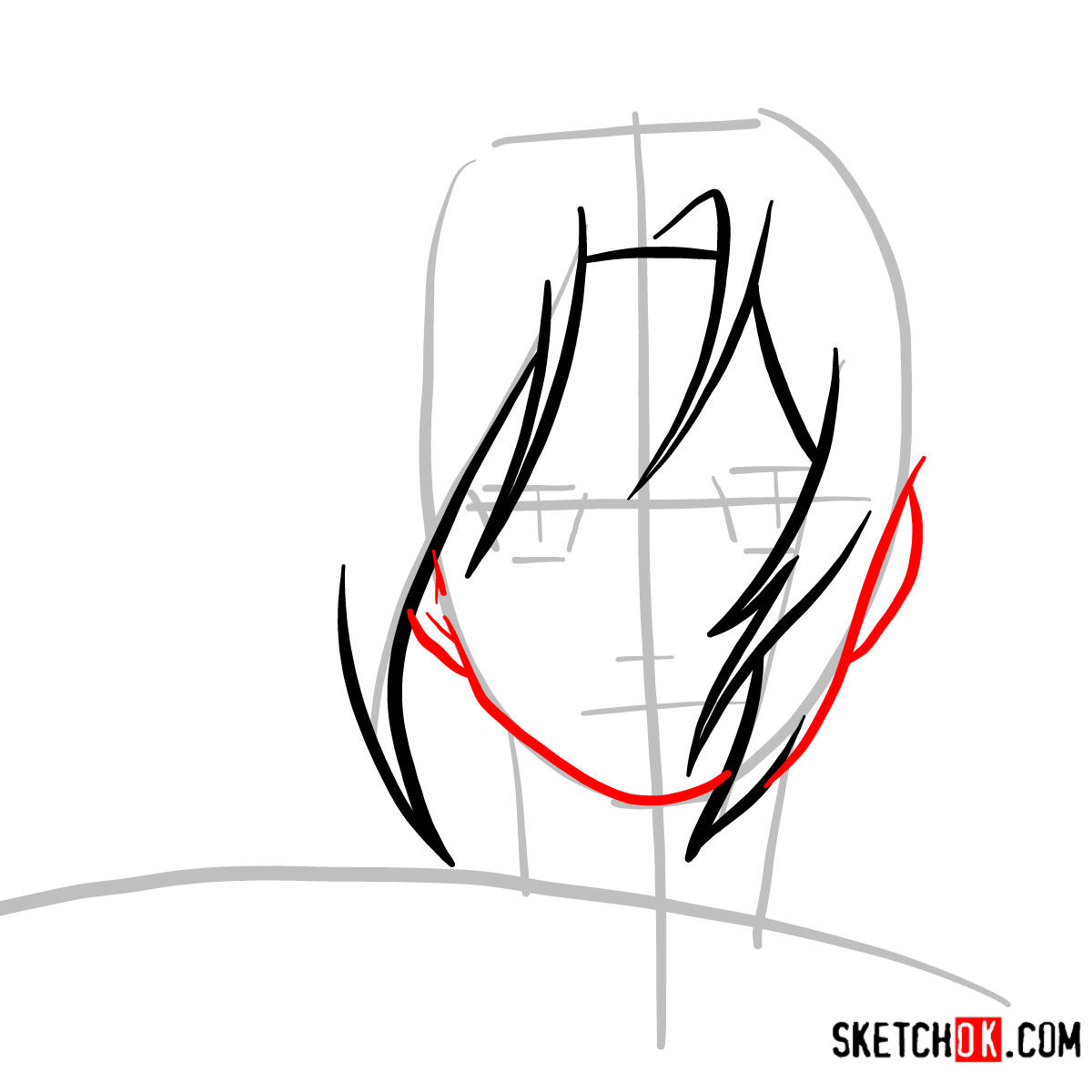How to draw Edward Elric's face | Fullmetal Alchemist - step 04