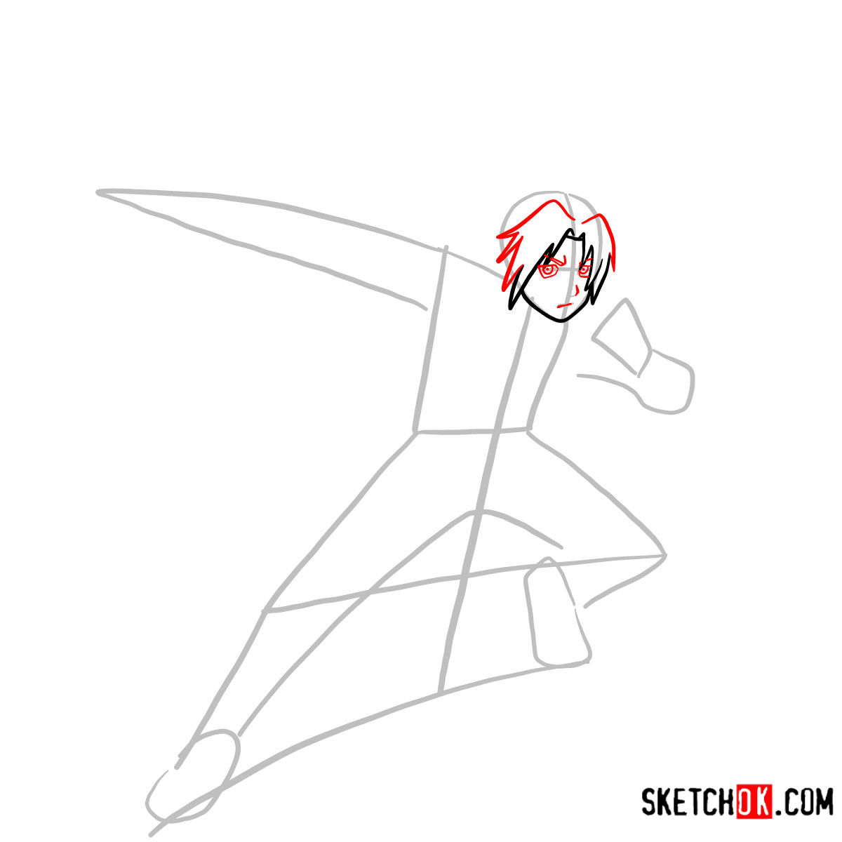 How to draw Edward Elric in a fight | Fullmetal Alchemist - step 04