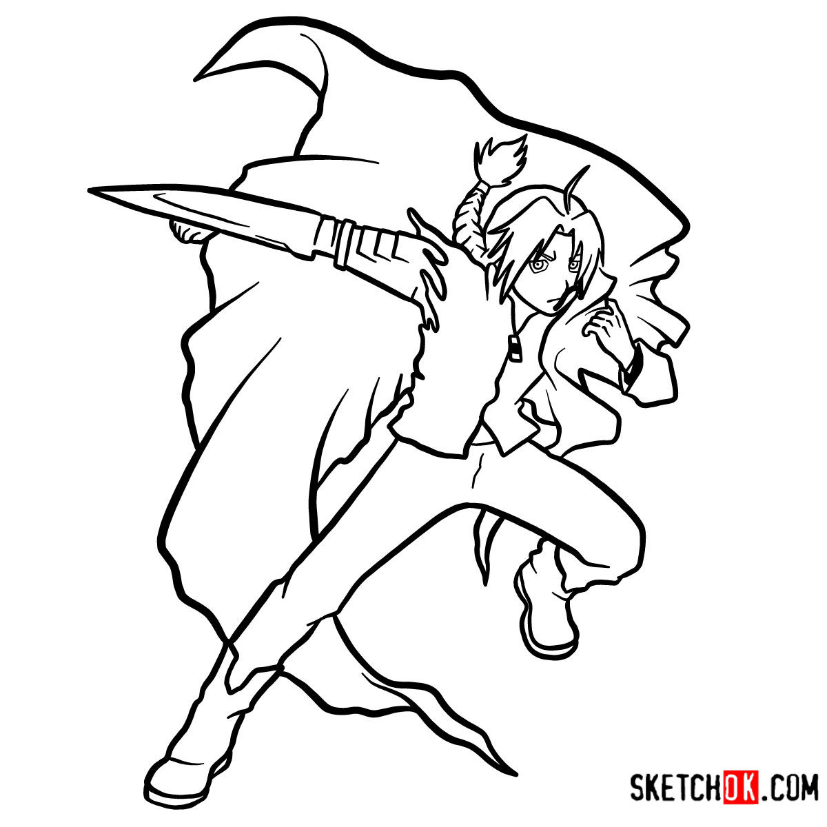 How to draw Edward Elric in a fight | Fullmetal Alchemist