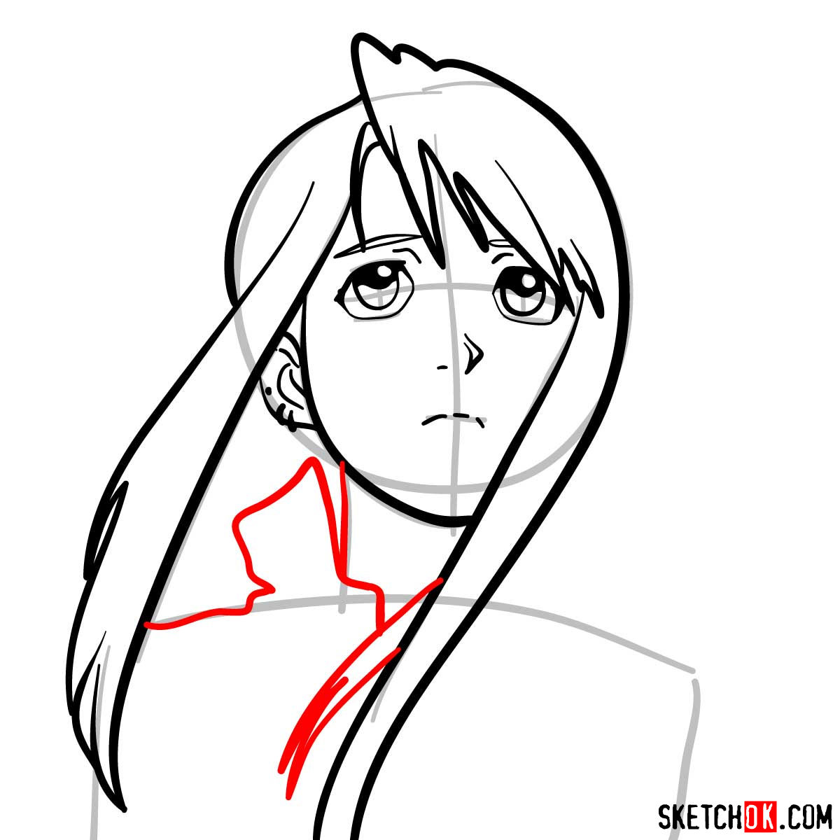 How to draw Winry Rockbell's face | Fullmetal Alchemist - step 07