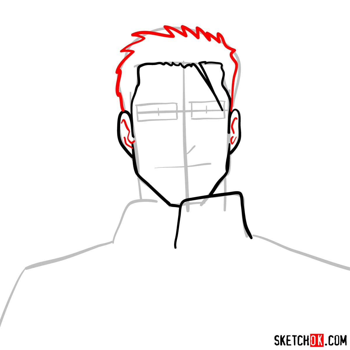 How to draw Maes Hughes from Fullmetal Alchemist anime - step 05