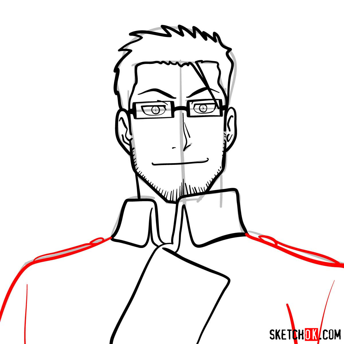 How to draw Maes Hughes from Fullmetal Alchemist anime - step 09