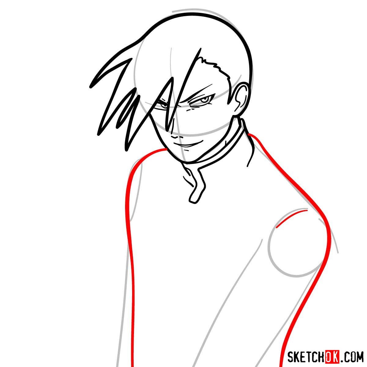 How to draw Greed from Fullmetal Alchemist anime - step 08