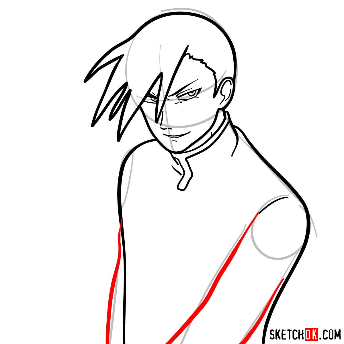 How to draw Greed from Fullmetal Alchemist anime - step 09