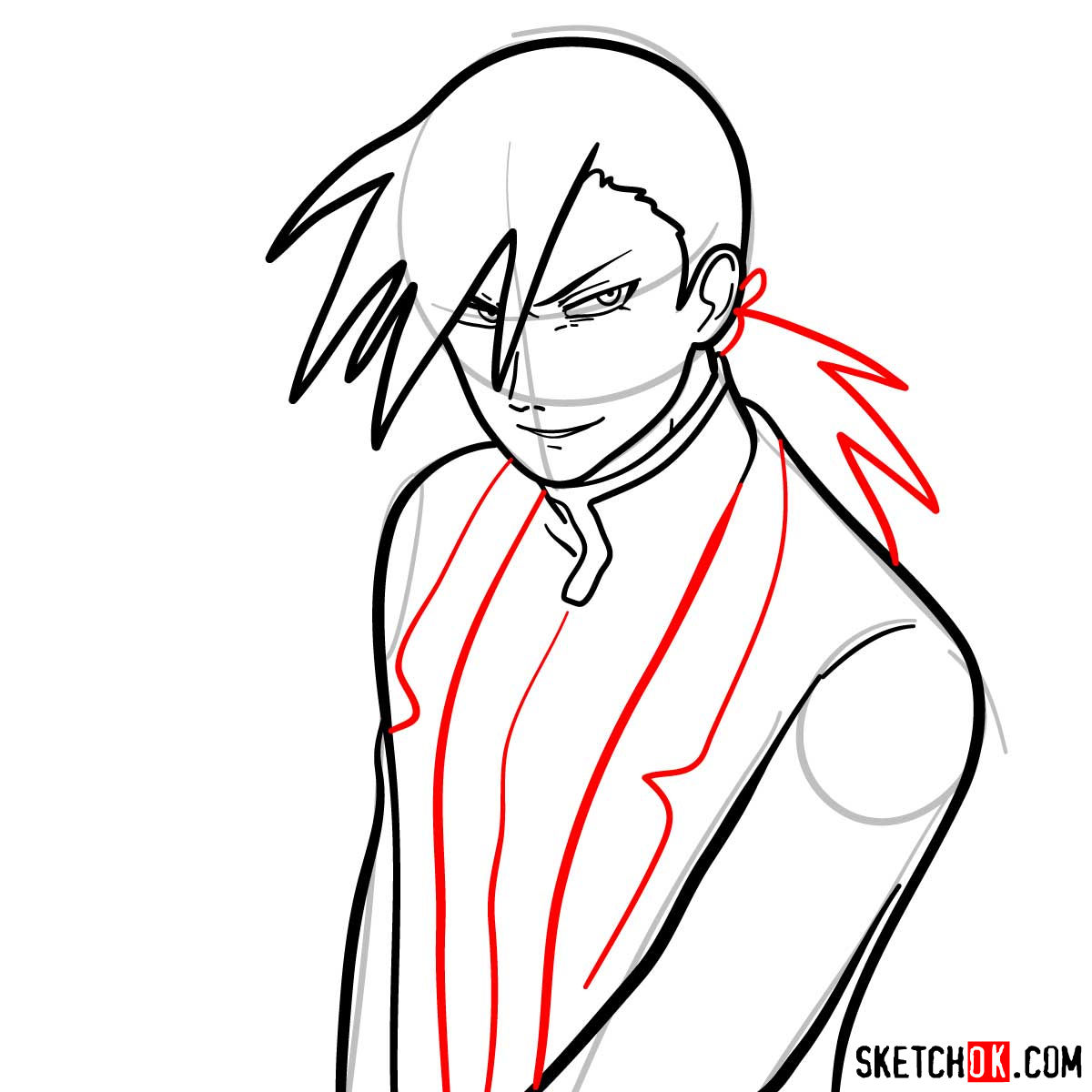 How to draw Greed from Fullmetal Alchemist anime - step 10