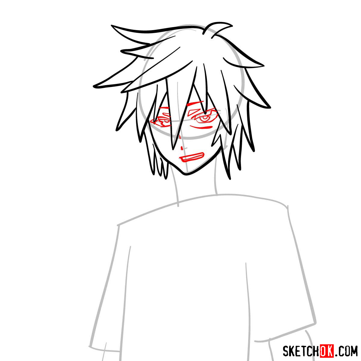 How to draw Sora from No Game No Life anime - step 05