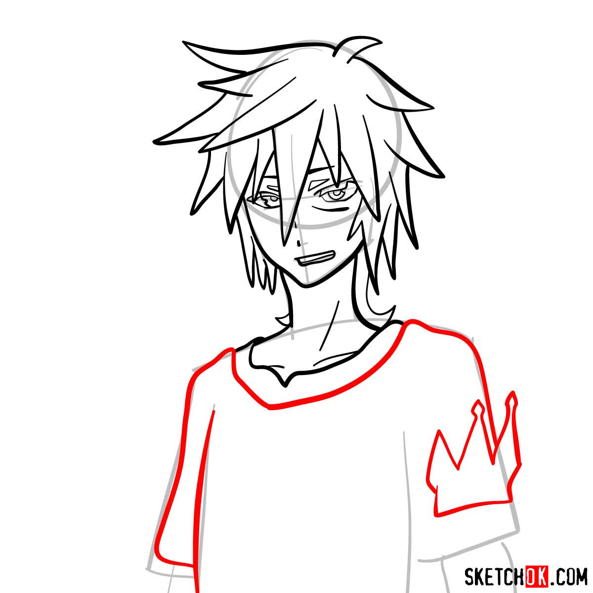 How to draw Sora from No Game No Life anime - step 07