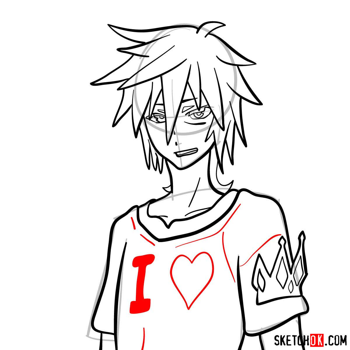 How to draw Sora from No Game No Life anime - step 09