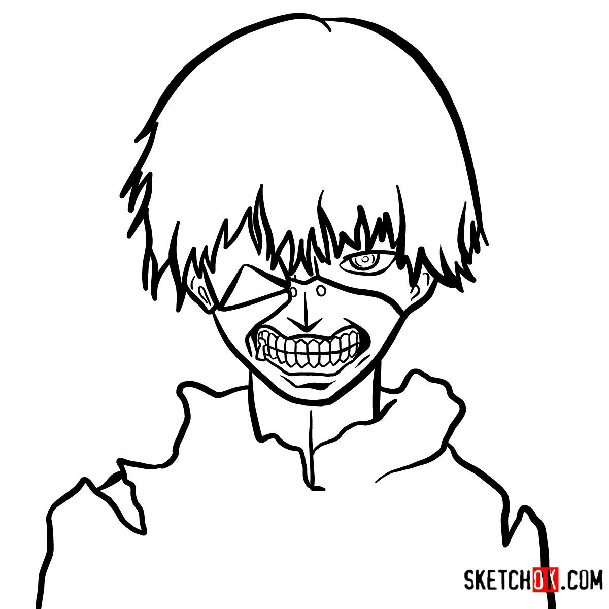 How to draw Ken Kaneki ghoul in a mask | Tokyo Ghoul