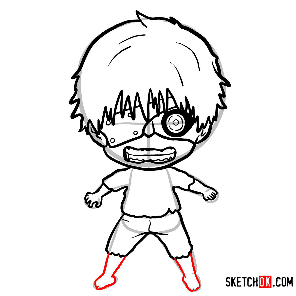 How to draw Ken Kaneki chibi | Tokyo Ghoul - step 10