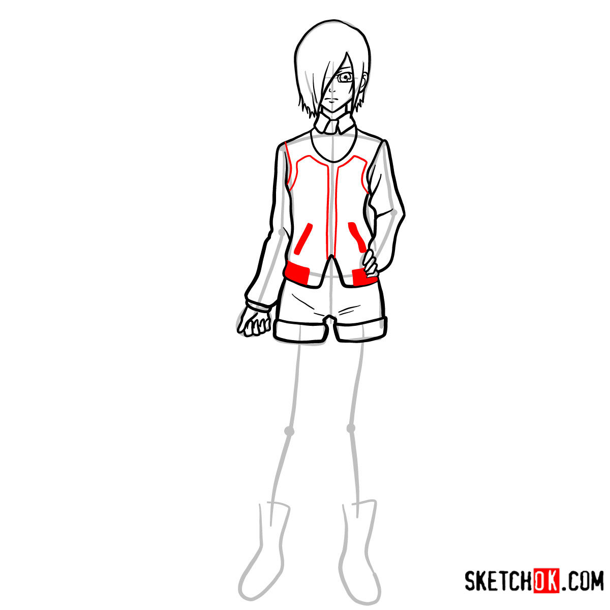 How to draw Touka Kirishima full growth | Tokyo Ghoul - step 10