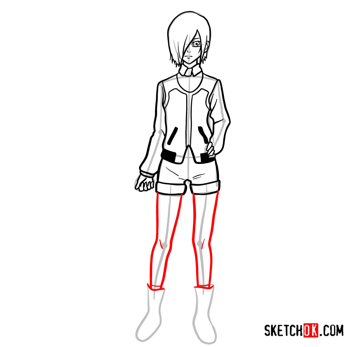 How to draw Touka Kirishima full growth | Tokyo Ghoul - step 11