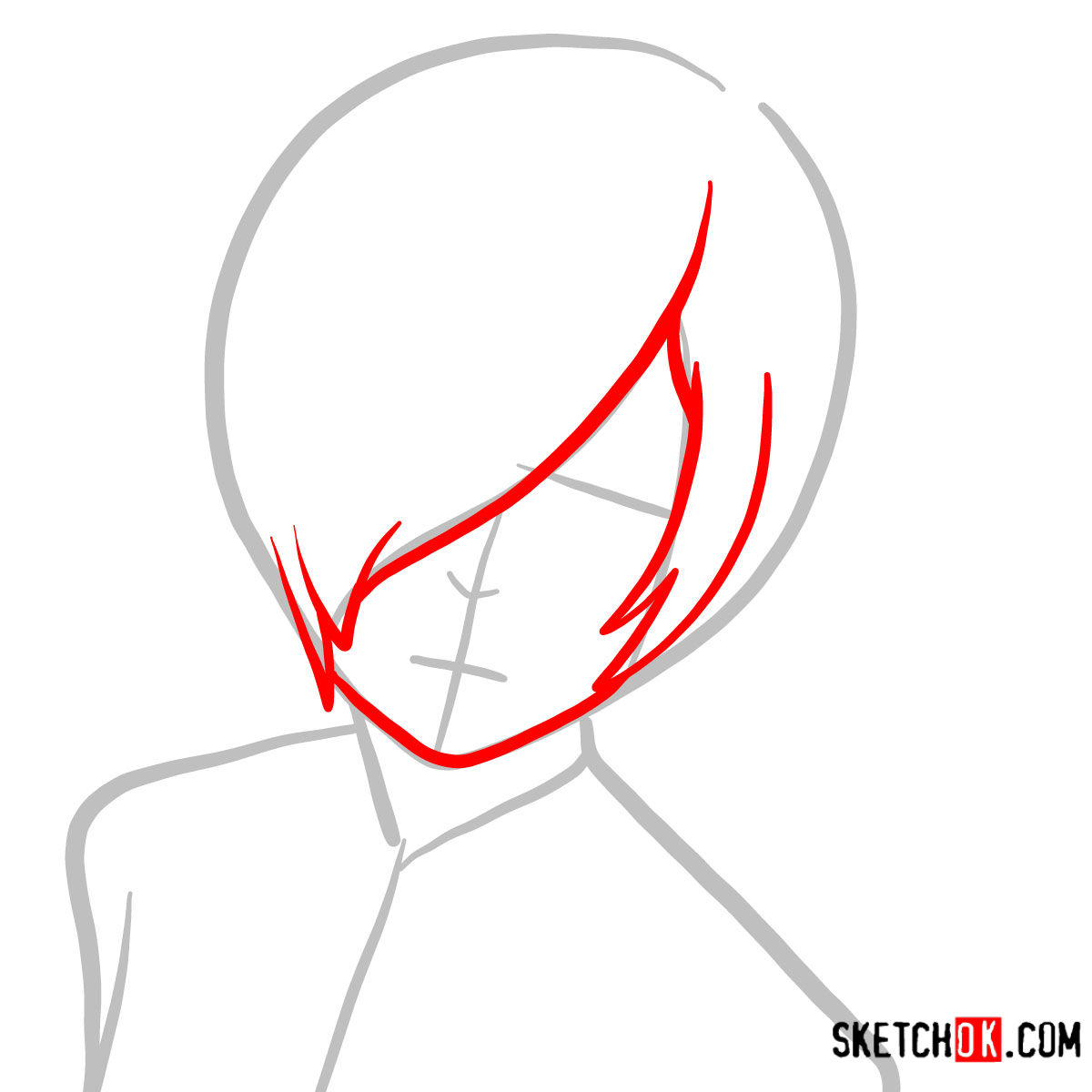 How to draw Touka Kirishima's face | Tokyo Ghoul - step 02