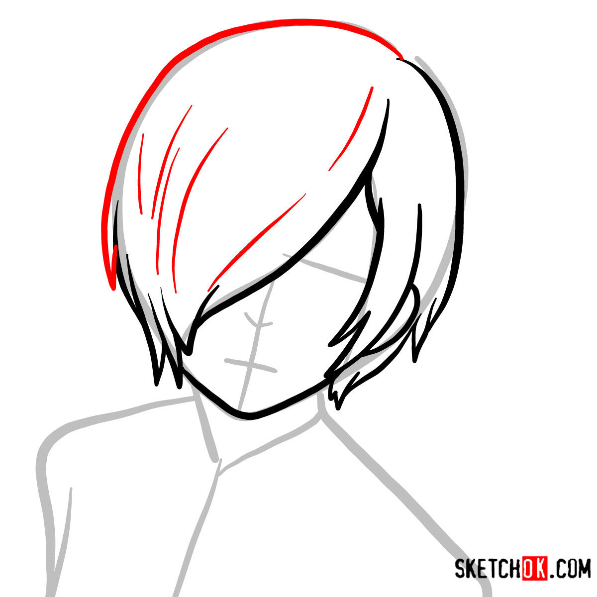 How to draw Touka Kirishima's face | Tokyo Ghoul - step 04