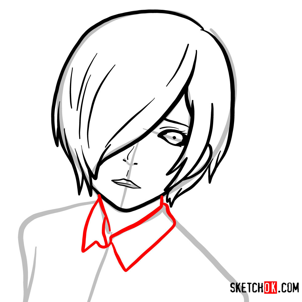 How to draw Touka Kirishima's face | Tokyo Ghoul - step 06