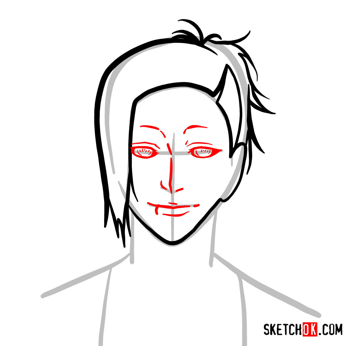 How to draw Uta's face | Tokyo Ghoul - step 04