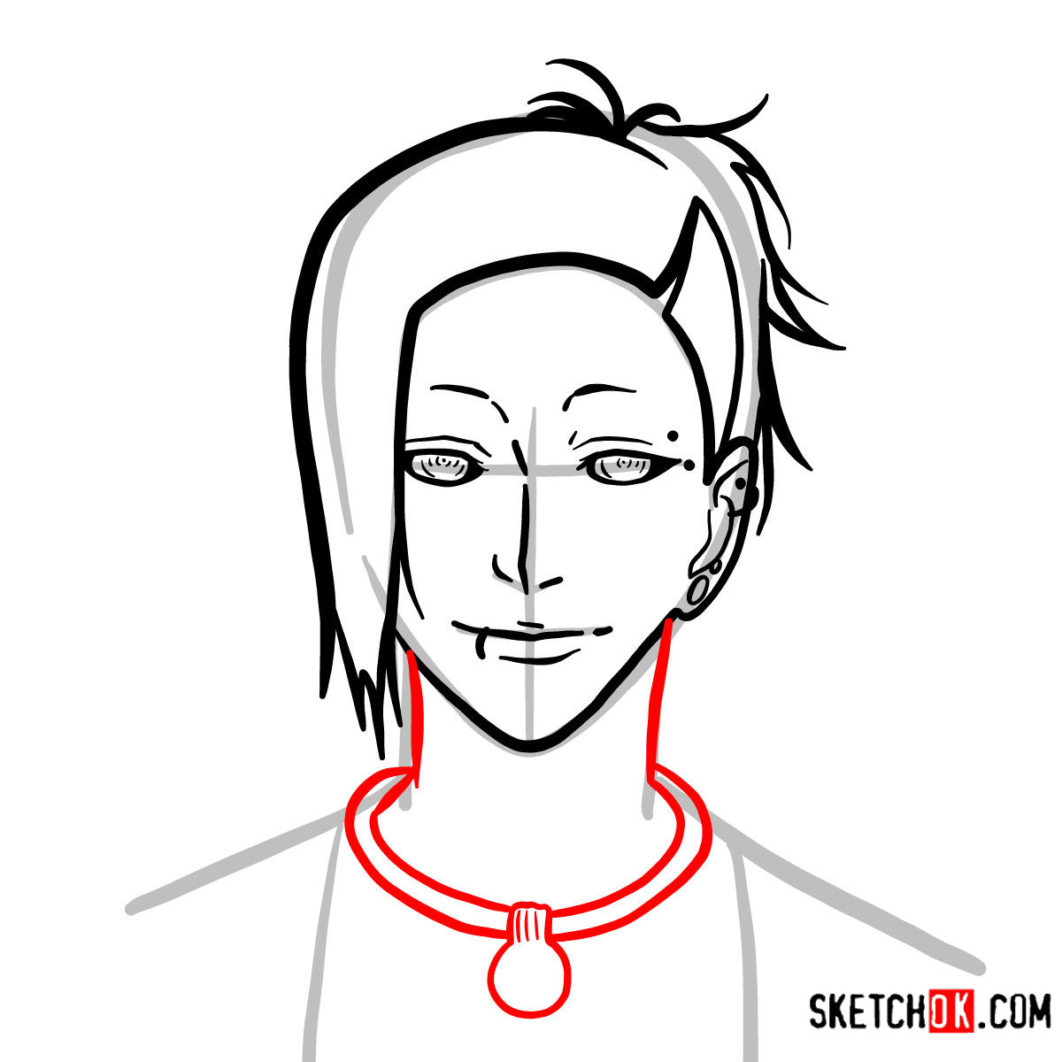 How to draw Uta's face | Tokyo Ghoul - step 06