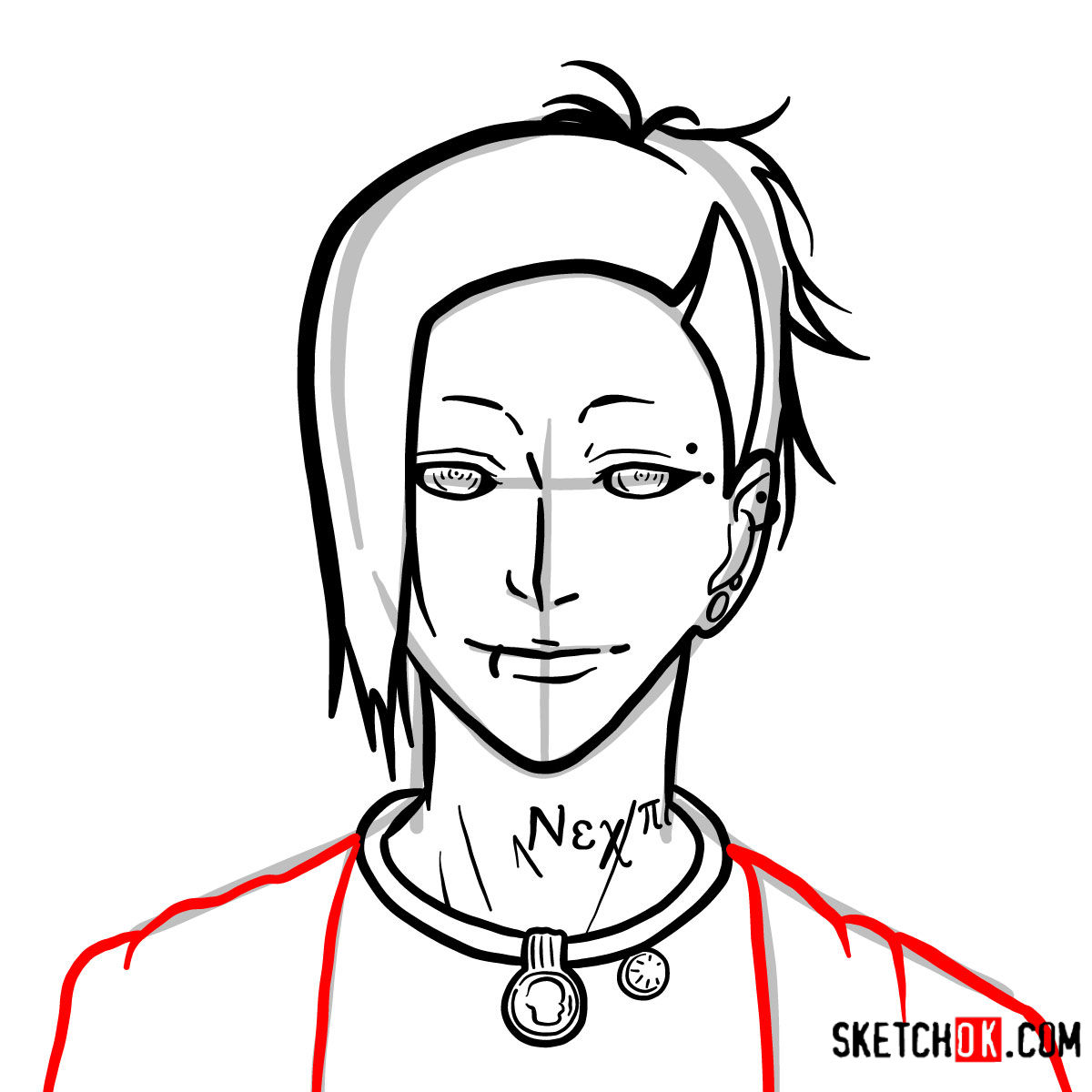 How to draw Uta's face | Tokyo Ghoul - step 08