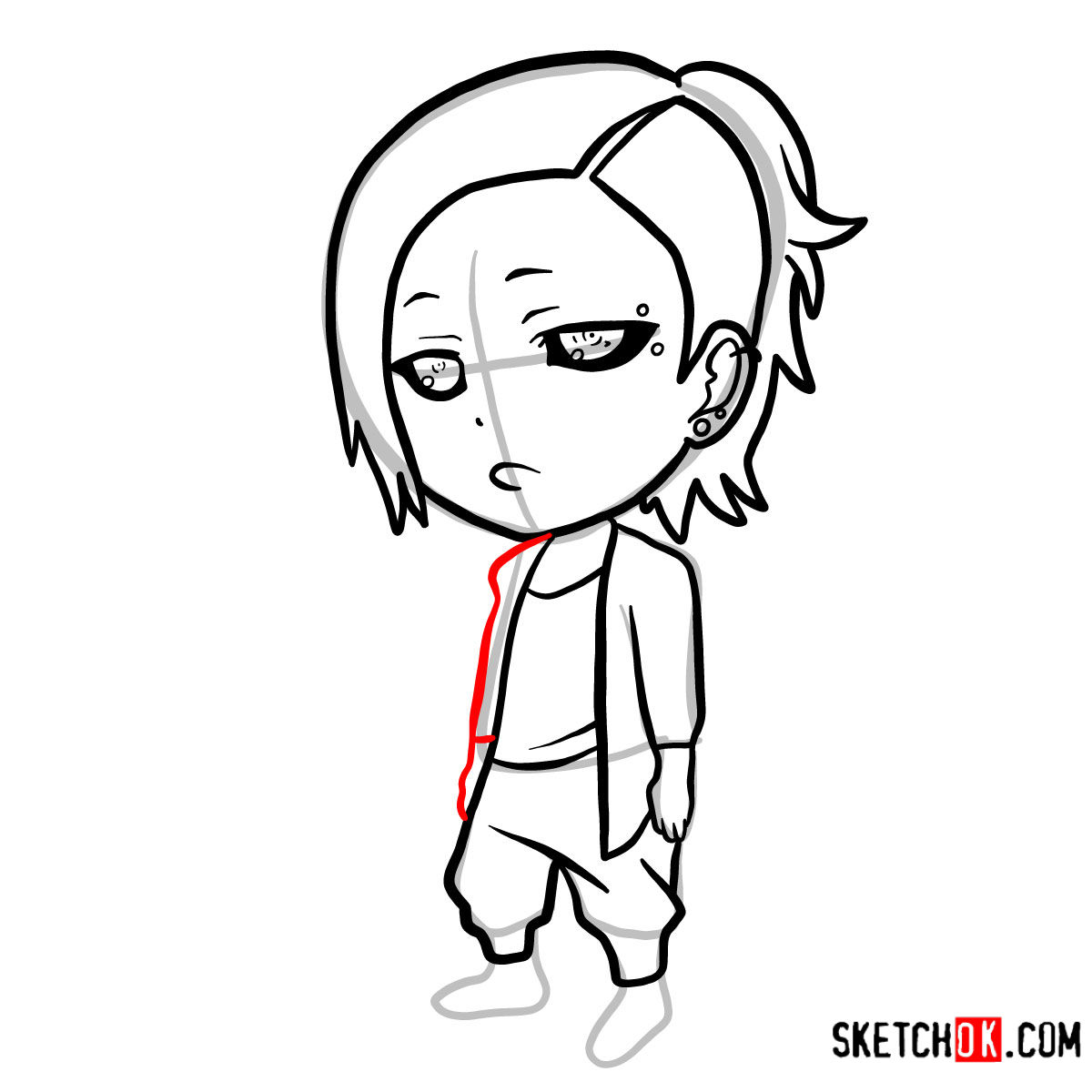 How to draw Uta chibi | Tokyo Ghoul - step 07