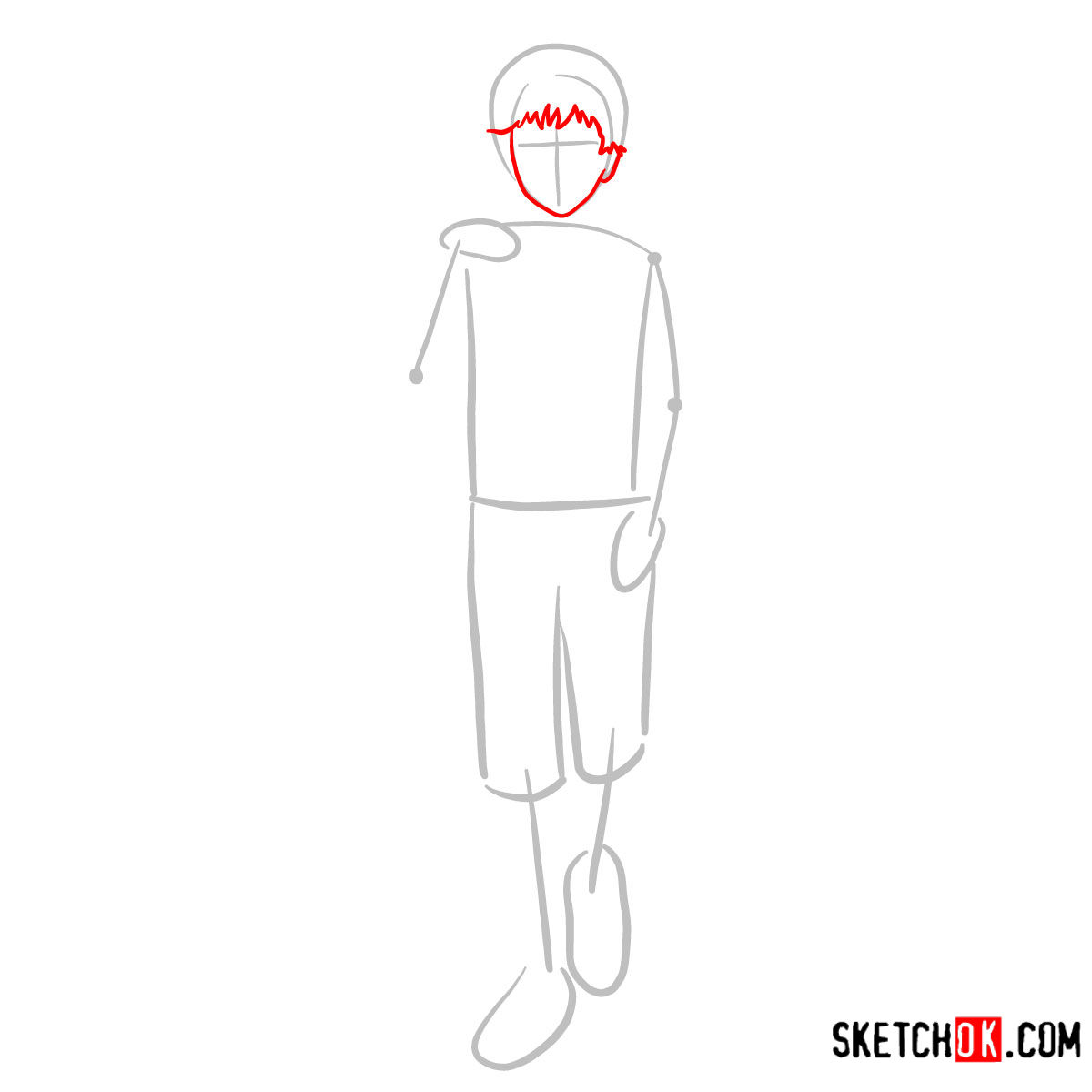 How to draw Hide Nagachika full growth | Tokyo Ghoul - step 02