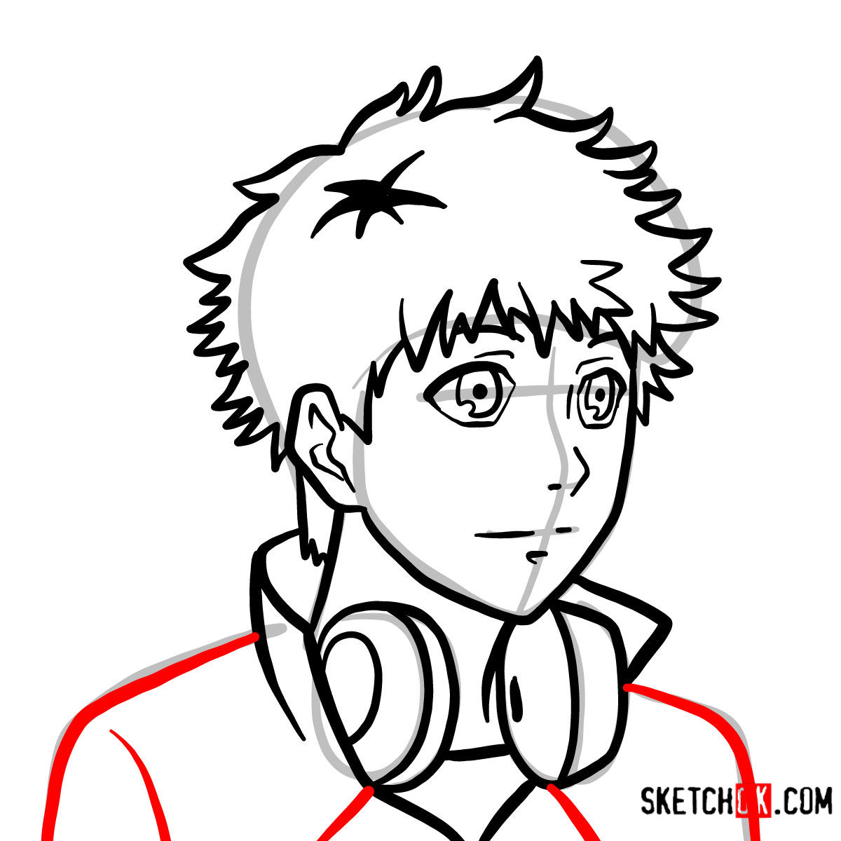 How to draw Hide Nagachika's face | Tokyo Ghoul - step 09
