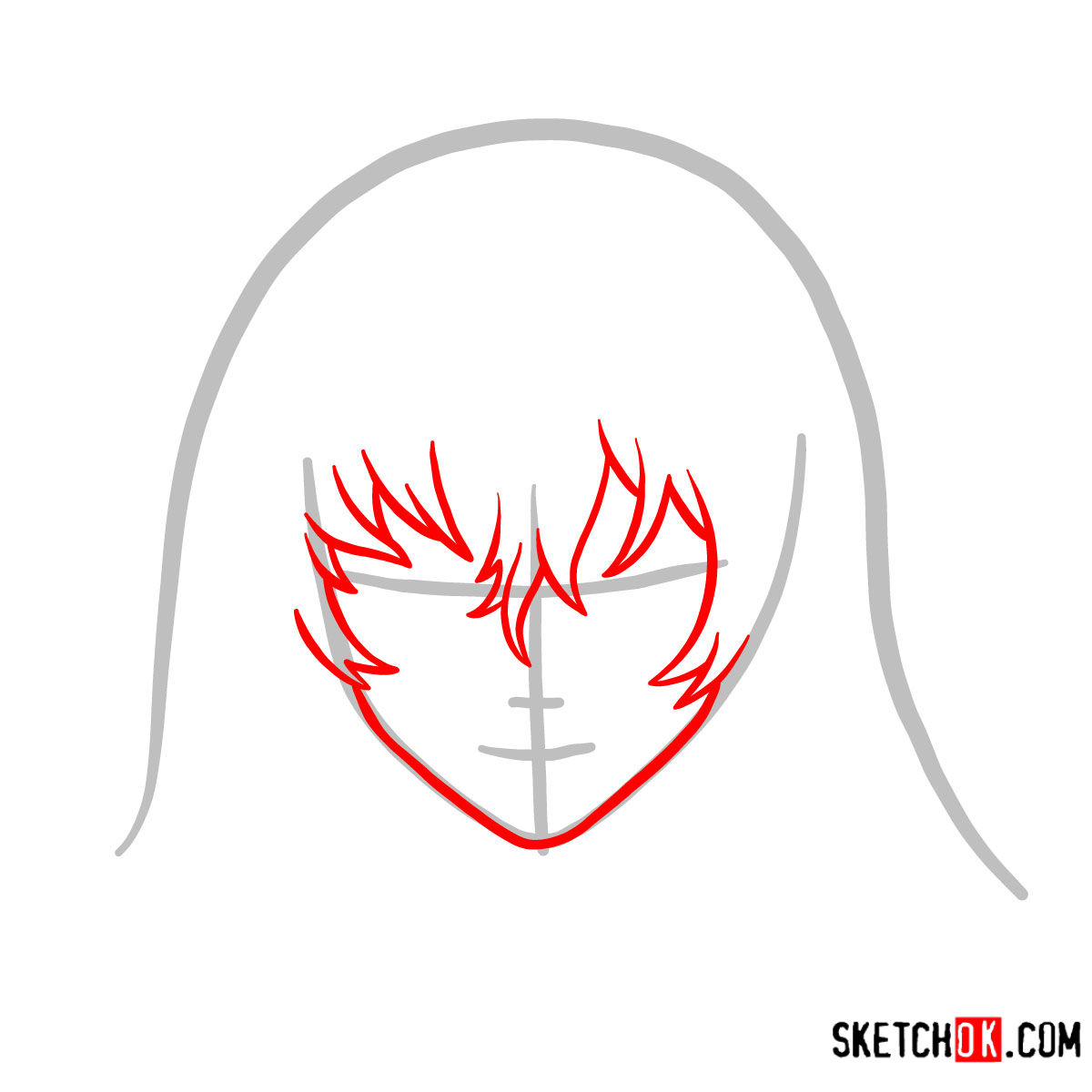 How to draw Eto Yoshimura's face | Tokyo Ghoul - step 02