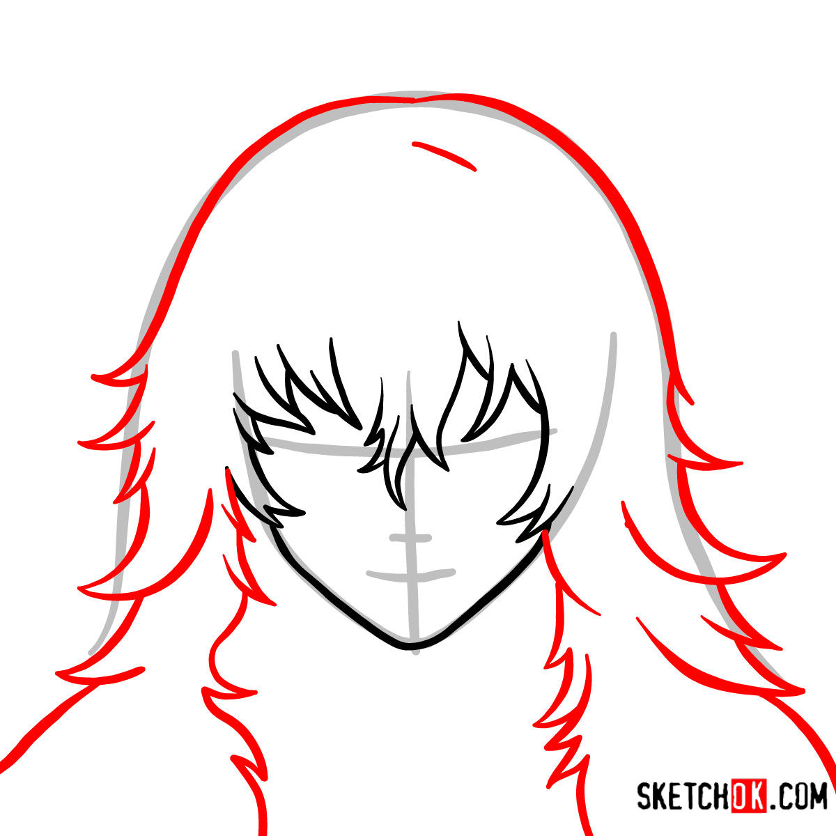 How to draw Eto Yoshimura's face | Tokyo Ghoul - step 03