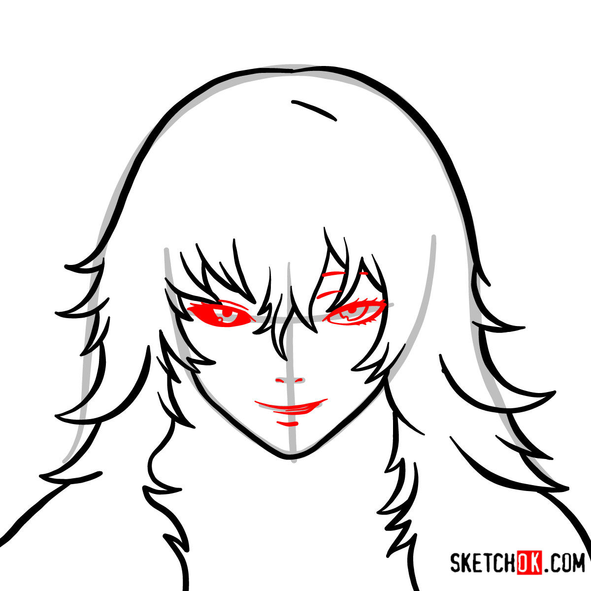 How to draw Eto Yoshimura's face | Tokyo Ghoul - step 04