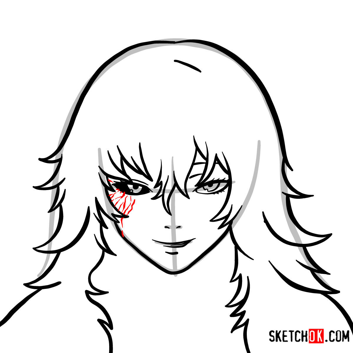 How to draw Eto Yoshimura's face | Tokyo Ghoul - step 05