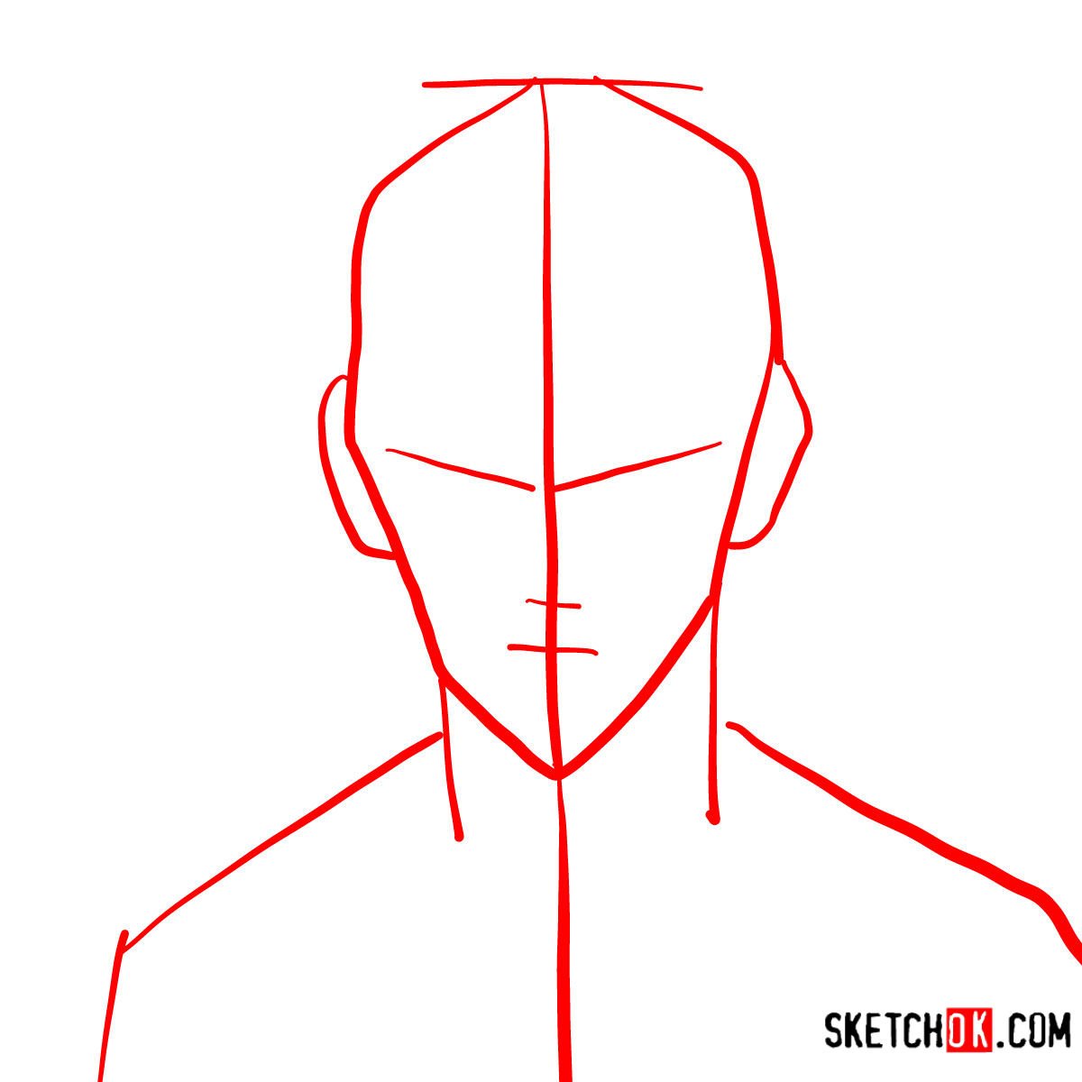 How to draw Saitama's face | One-Punch Man - step 01