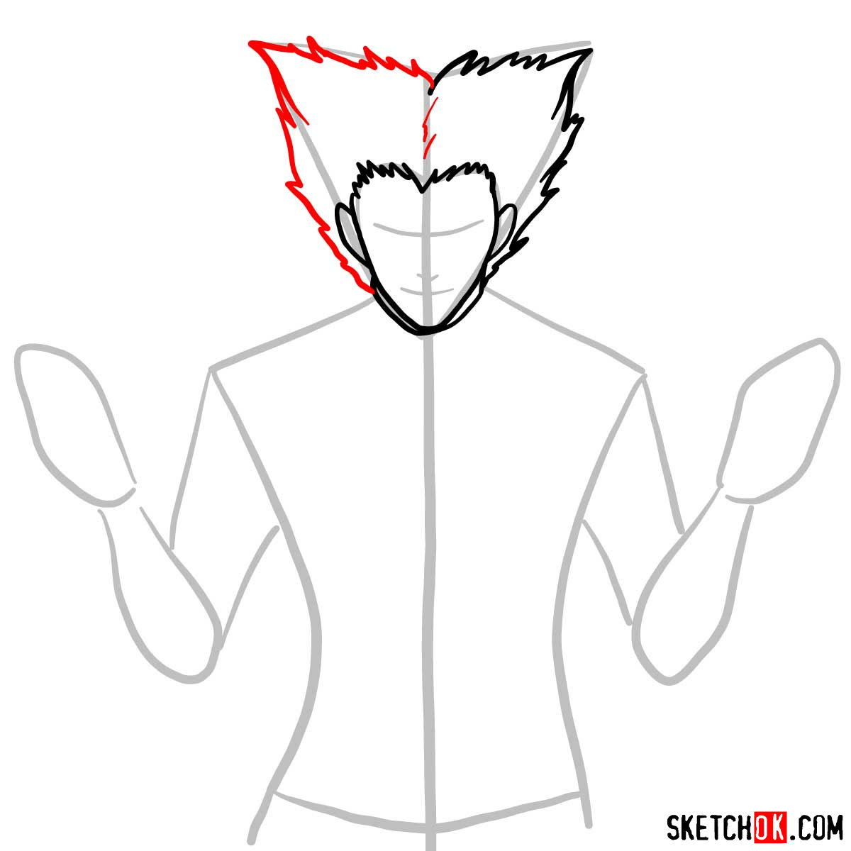 How to draw Garou | One-Punch Man - step 05