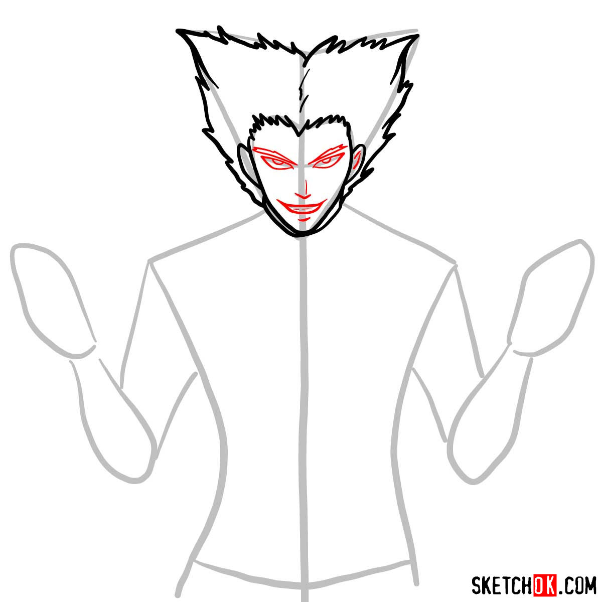 How to draw Garou | One-Punch Man - step 06