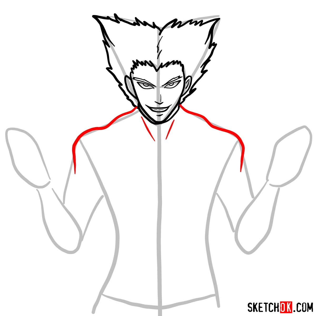 How to draw Garou | One-Punch Man - step 07