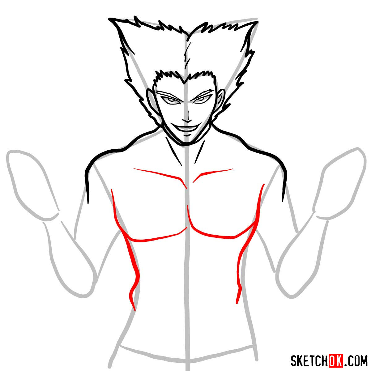How to draw Garou | One-Punch Man - step 08