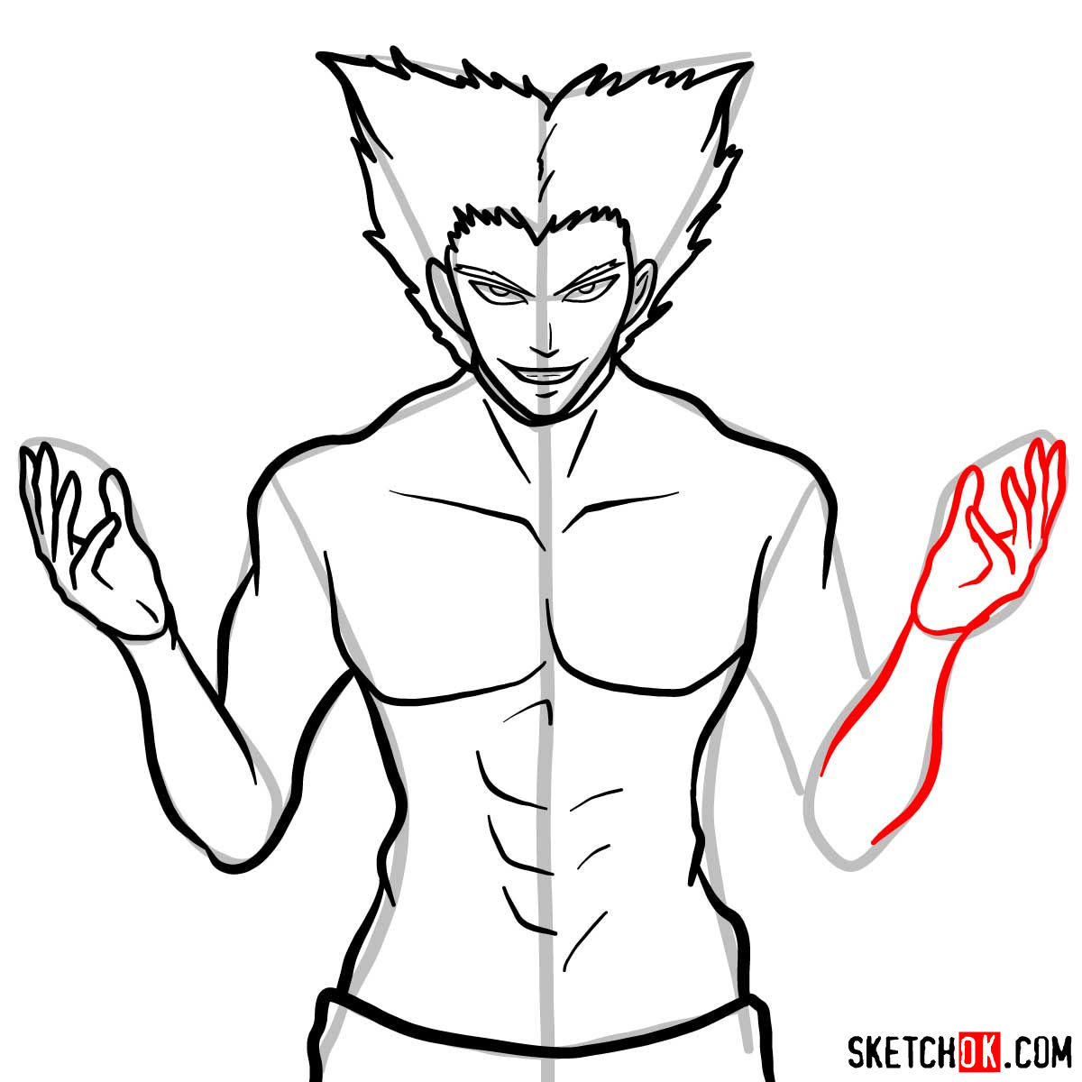 How to draw Garou | One-Punch Man - step 12