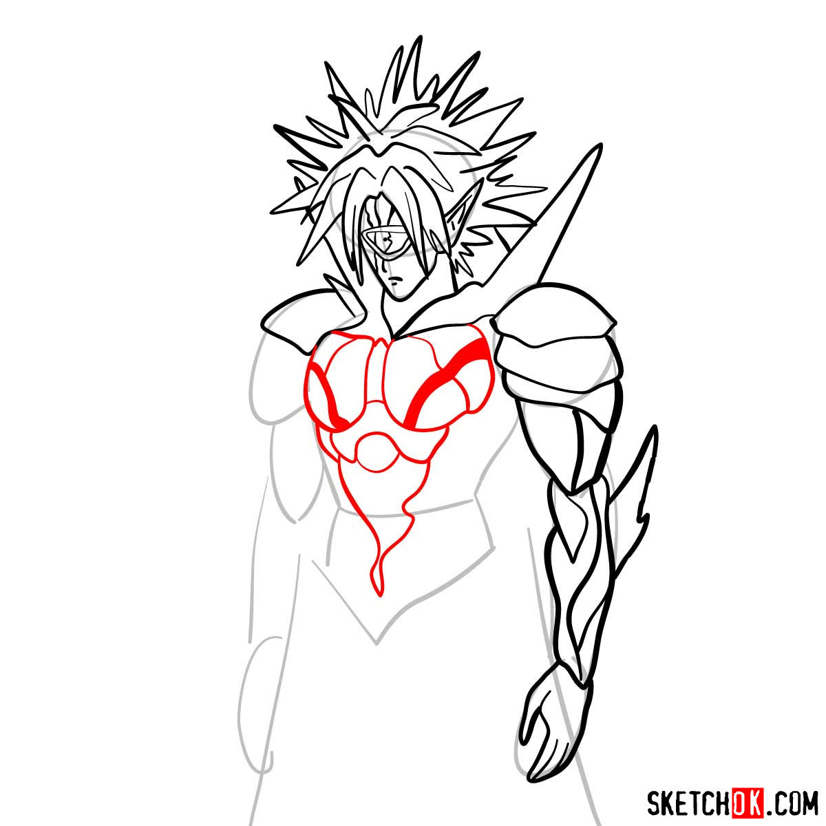 How to draw Boros | One-Punch Man - step 10