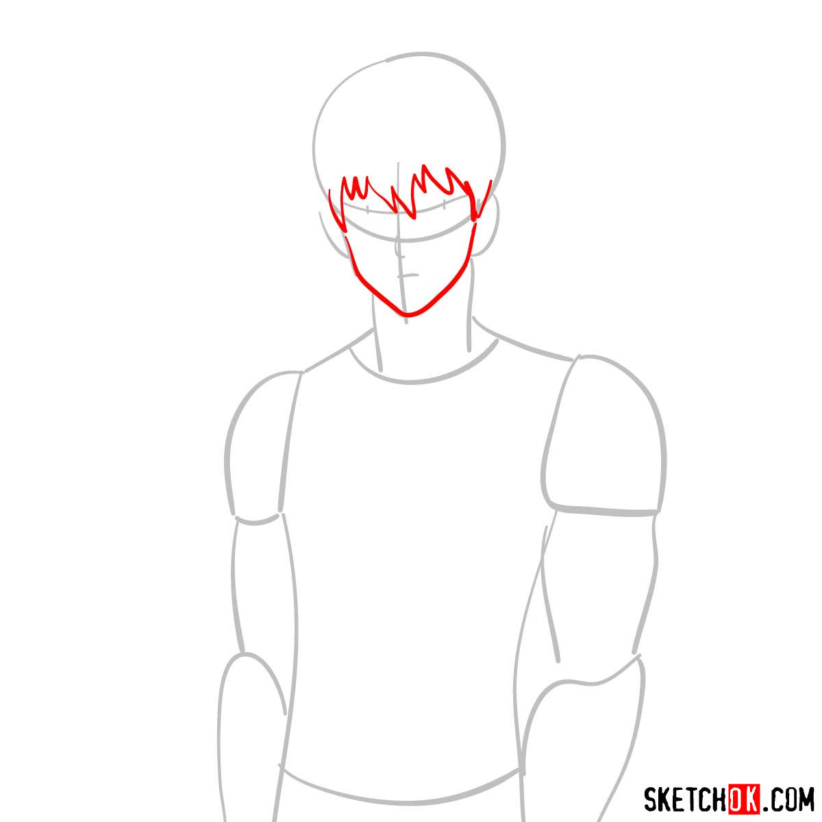 How to draw Genos (Demon Cyborg) | One-Punch Man - step 03