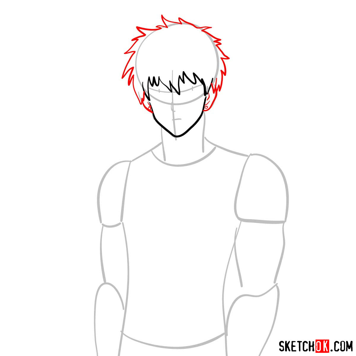 How to draw Genos (Demon Cyborg) | One-Punch Man - step 04