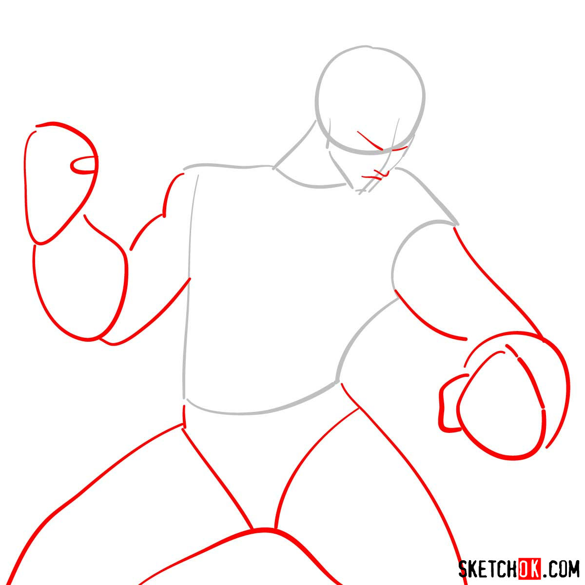 How to draw fighting Saitama in 12 steps - step 02