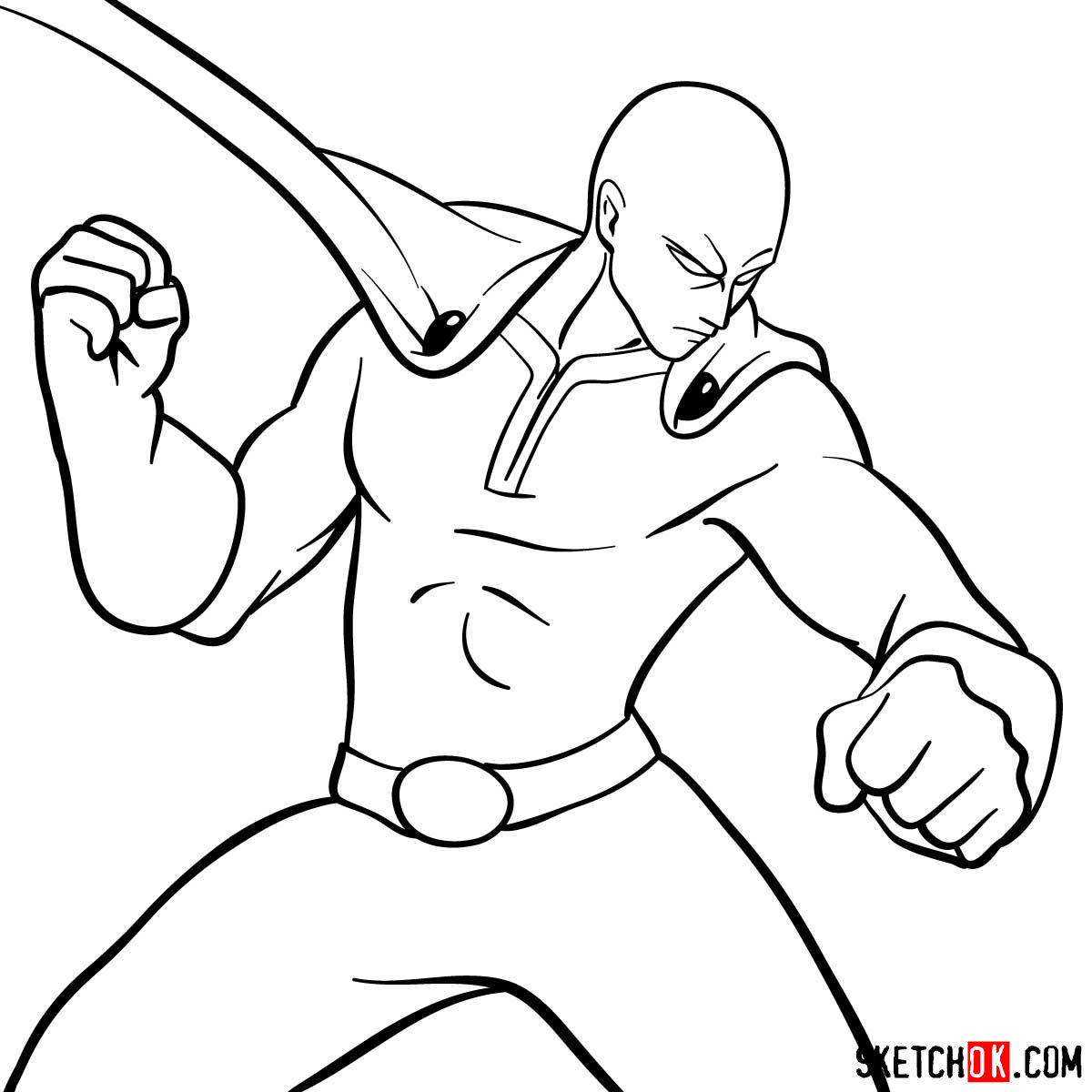 How to draw fighting Saitama in 12 steps