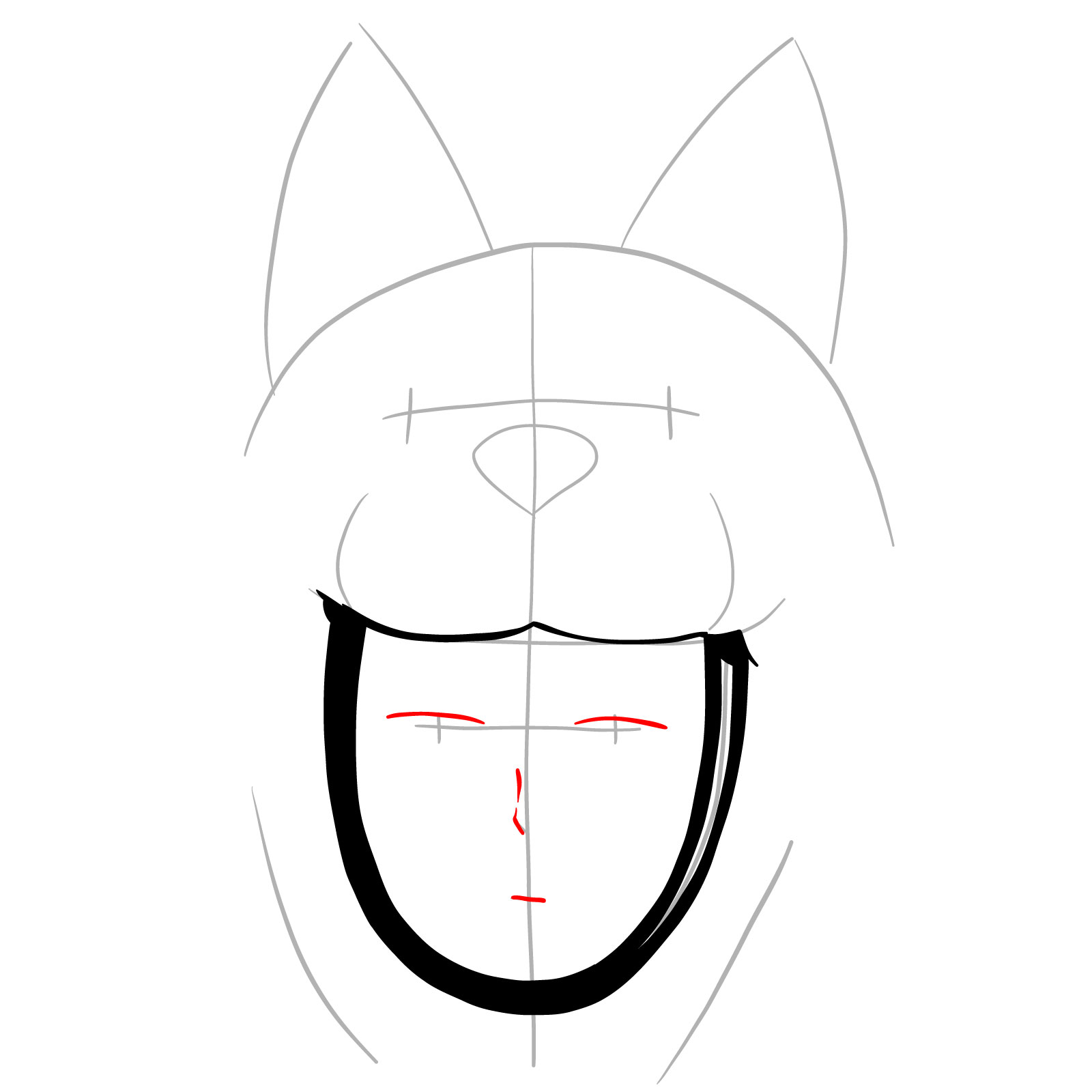 How to draw the face of Watchdog Man - step 06