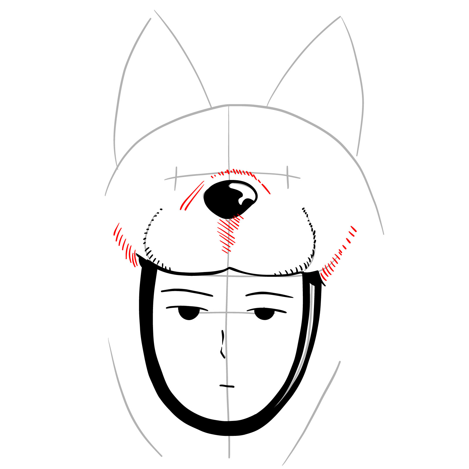 How to draw the face of Watchdog Man - step 10