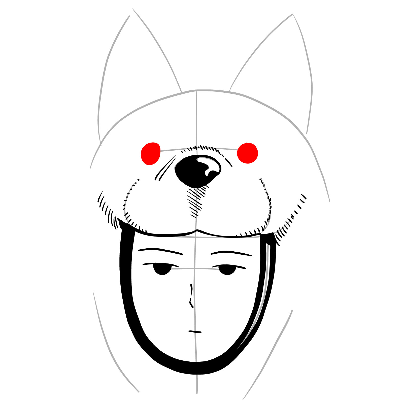 How to draw the face of Watchdog Man - step 11