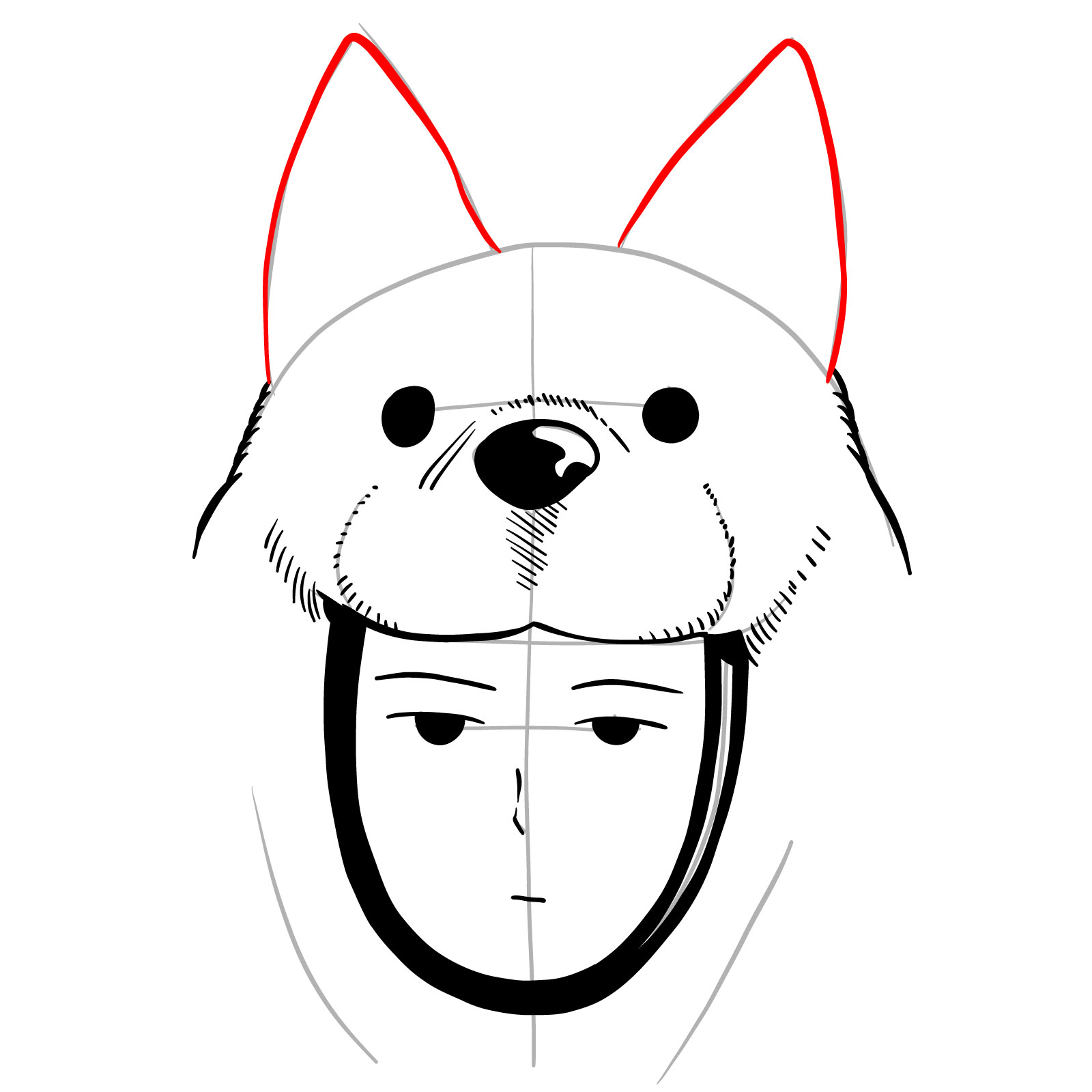 How to draw the face of Watchdog Man - step 13