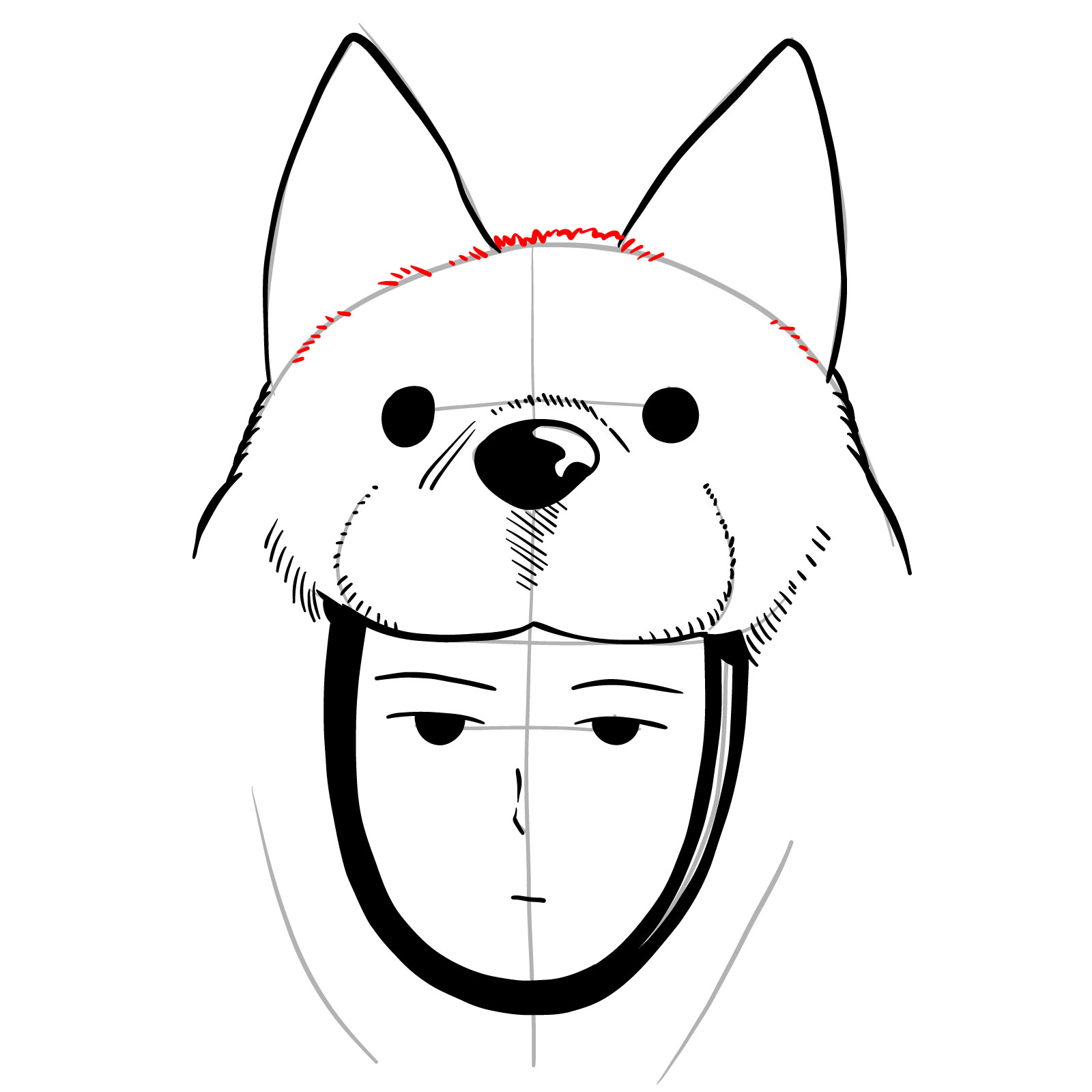 How to draw the face of Watchdog Man - step 14